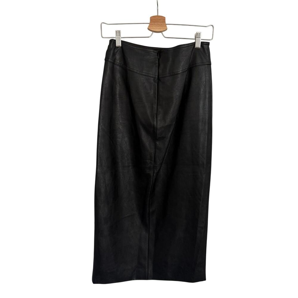 Bardot Dante Black Faux Leather Midi Skirt Size S Capsule Wardrobe - Picture 4 of 8